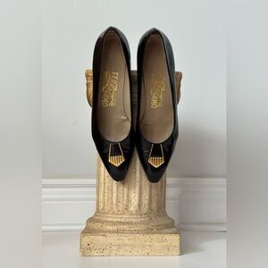 Salvatore Ferragamo Black Patent Leather Pumps